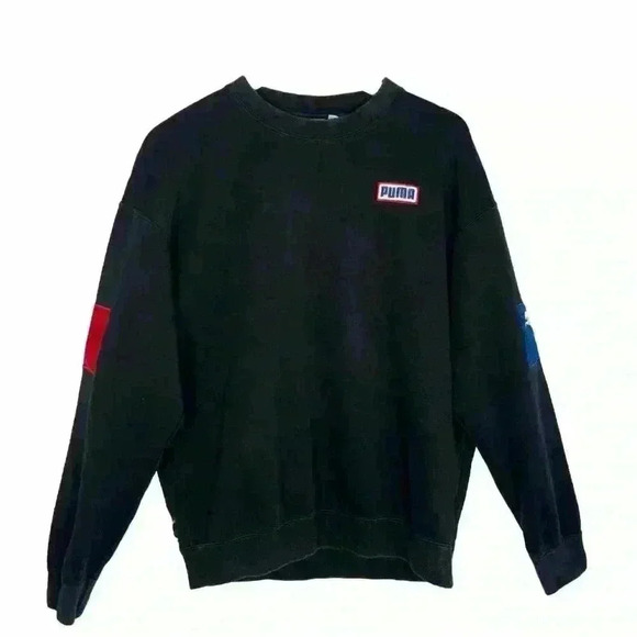 Puma Long Sleeve Moto Themed Crewneck Pullover Sweater Size M - Picture 1 of 6